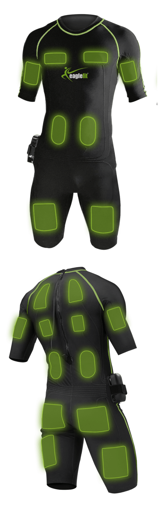Electrodes highlighted from EMS Home suit
