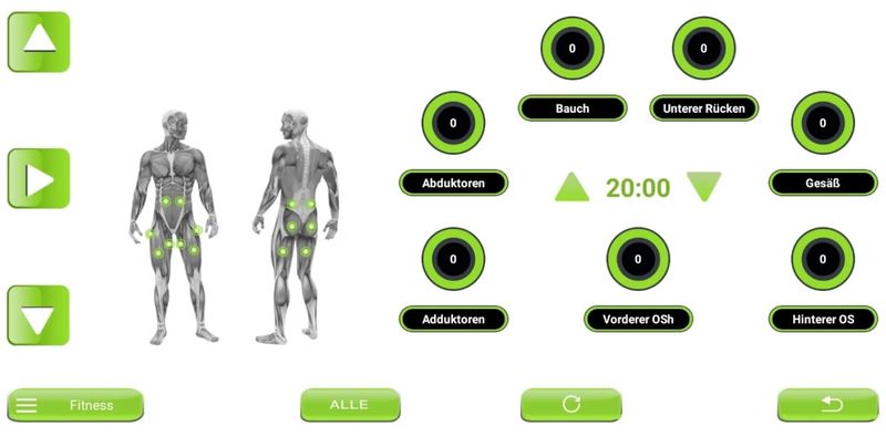 Controlling all the muscle groups in the app